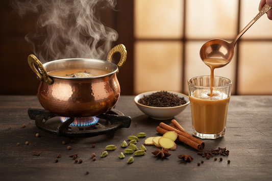 Gharwali Masala Chai spiced tea preparation