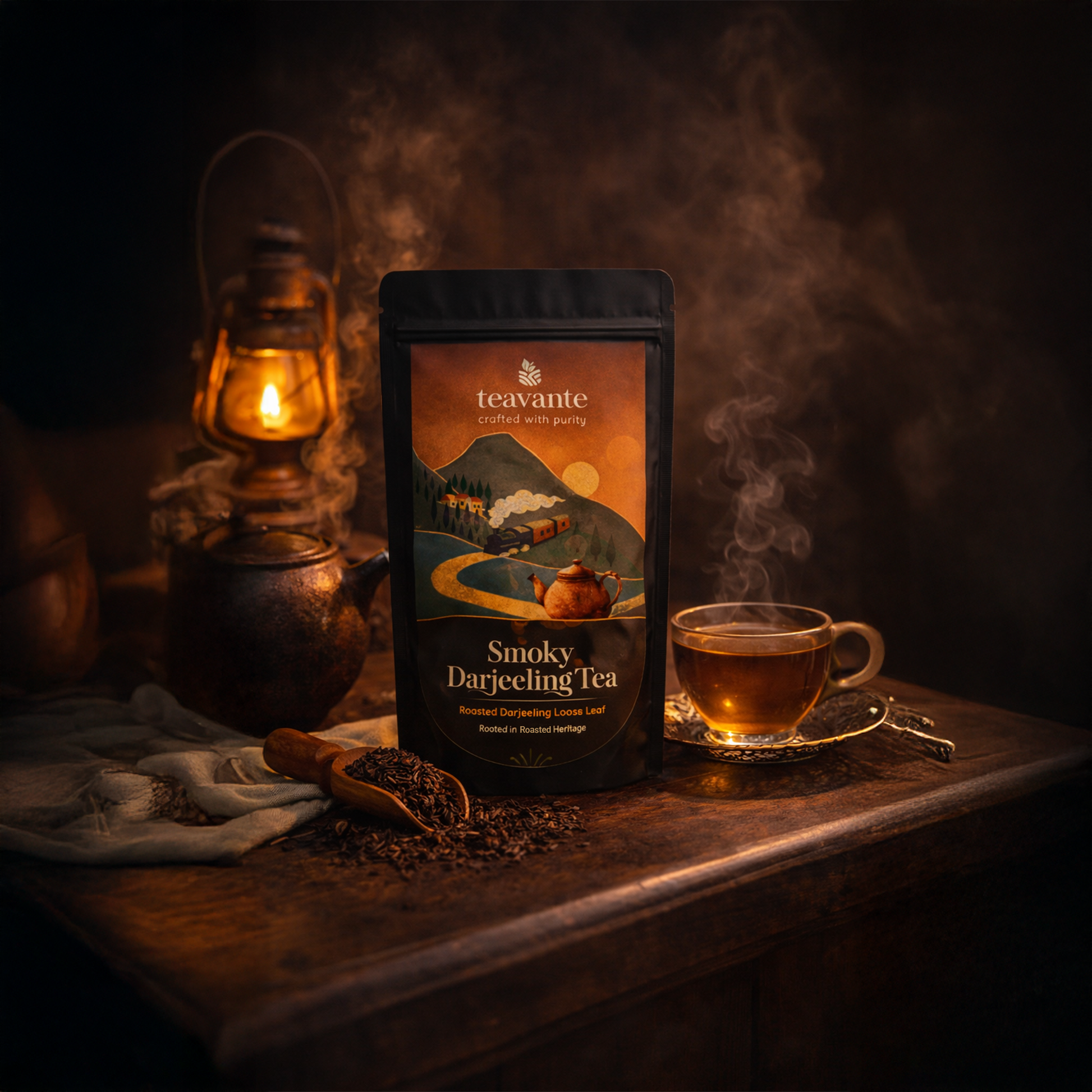 Smoky Darjeeling roasted whole leaf tea